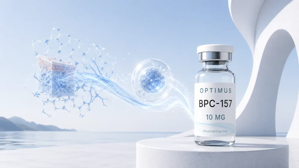 BPC-157 (Body Protection Compound) research vial from Optimus Labs