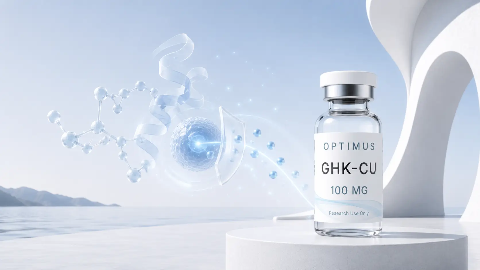 What Is GHK-Cu? A Complete Guide to Copper Tripeptide-1 1 GHK-Cu (Copper Tripeptide-1) research vial from Optimus Labs