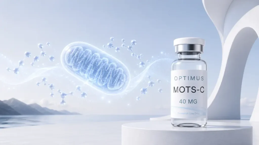 MOTS-c research peptide vial, 40 mg lyophilised powder, research use only