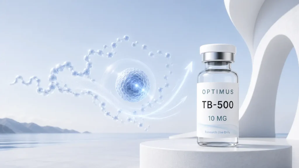 TB-500 (Thymosin Beta-4 fragment) research vial from Optimus Labs