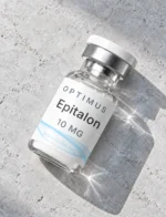 Optimus Epitalon 10mg research peptide vial on stone