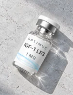 Optimus IGF-1 LR3 1mg research peptide vial on stone